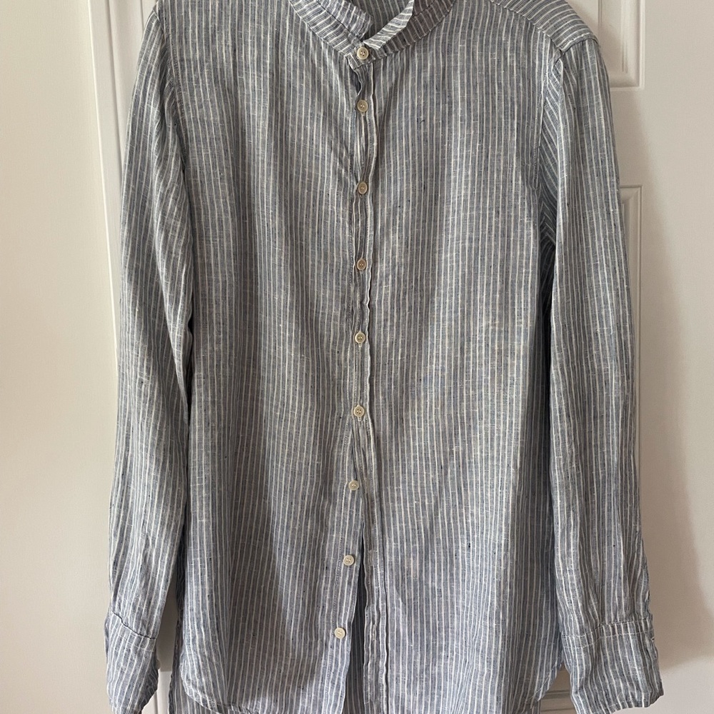 CP Shades blue and white striped linen tunic